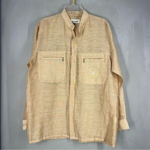 LANGBANG collared sand Gold Color linen minimal shirt from Firenze,